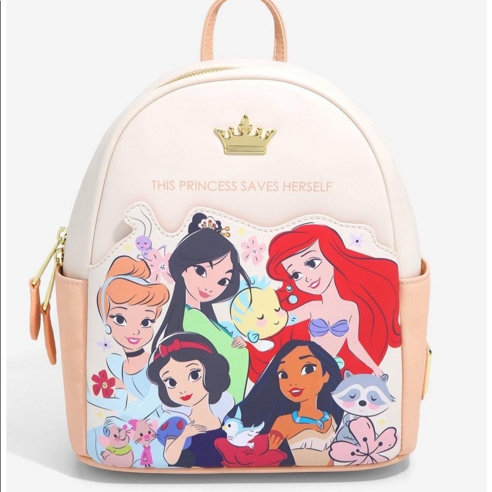 NWT Disney Chibi Princess & Friends Mulan Ariel Snow White Loungefly Backpack